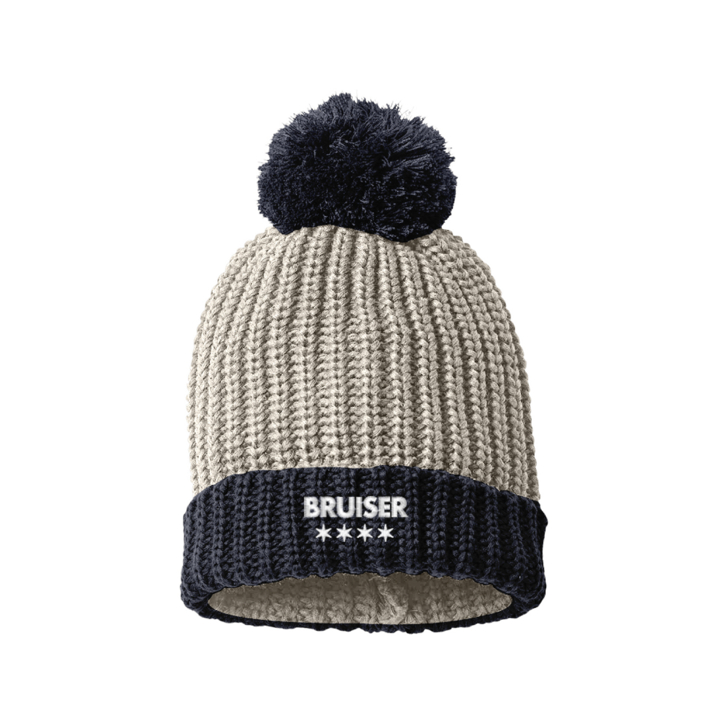 Chunky Cable with Cuff & Pom Beanie